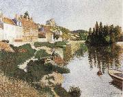 Paul Signac Riverbank,Petie Andely oil on canvas